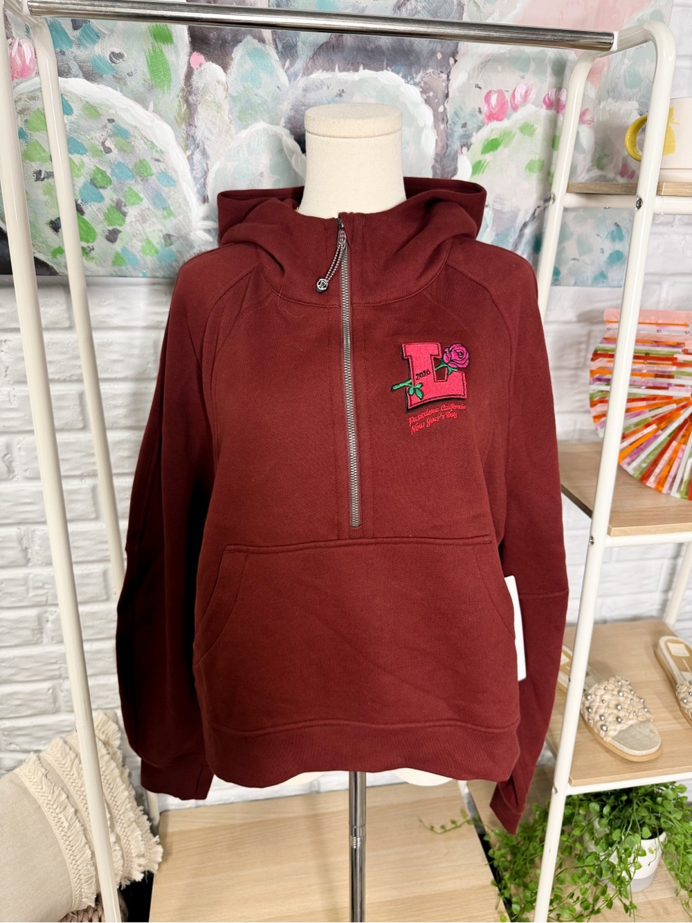 Lululemon Maroon Scuba Oversized Half-Zip Hoodie Tailgate Pasadena Rose Bowl